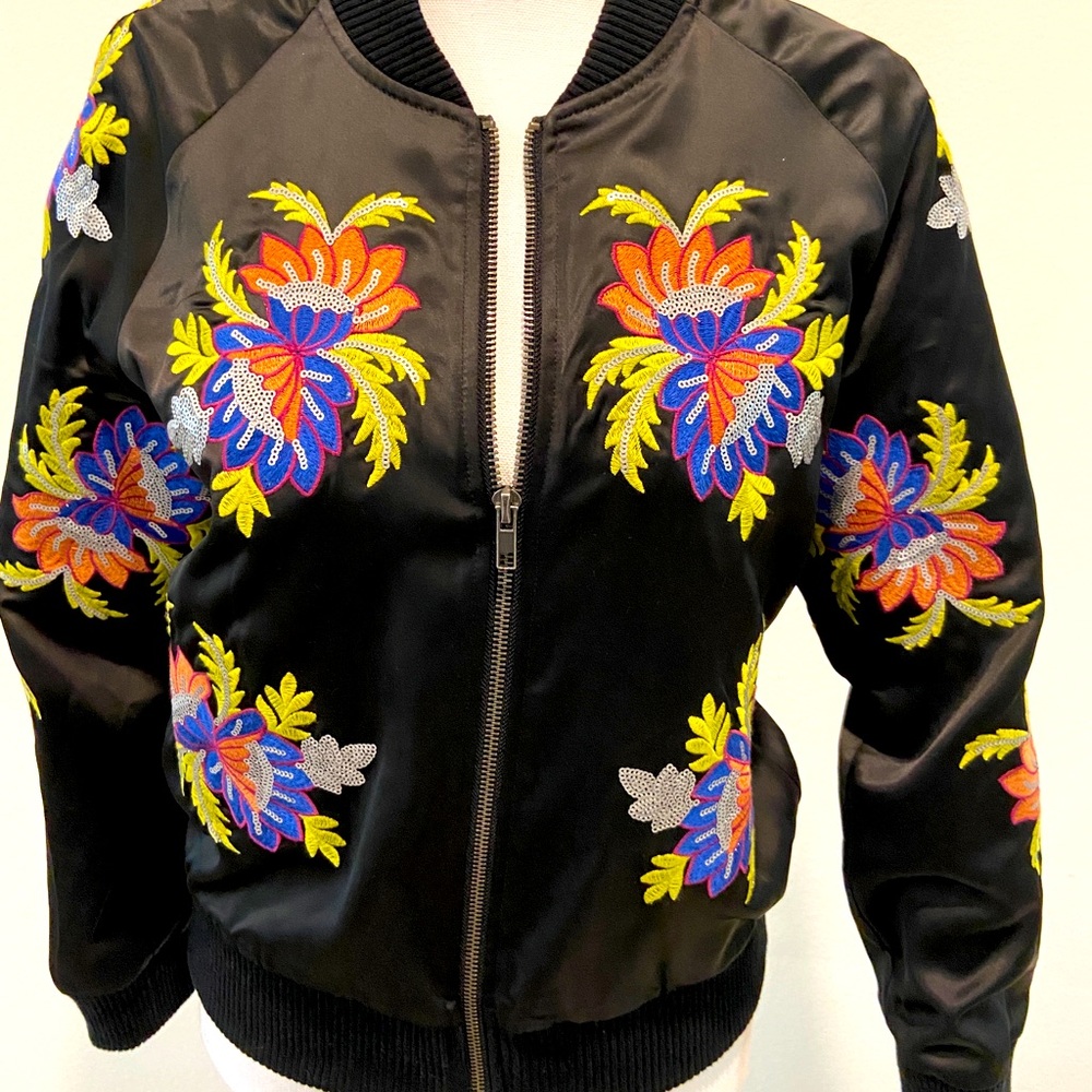 Embellished bomber jacket lined med
